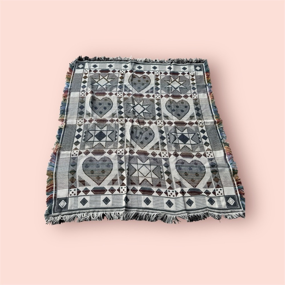 Heart and Star Patterned Throw Blanket